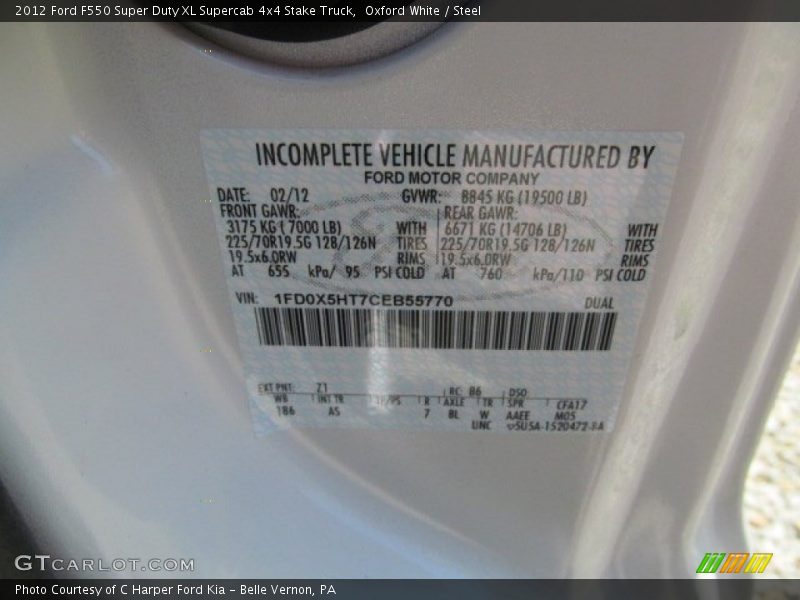 Oxford White / Steel 2012 Ford F550 Super Duty XL Supercab 4x4 Stake Truck