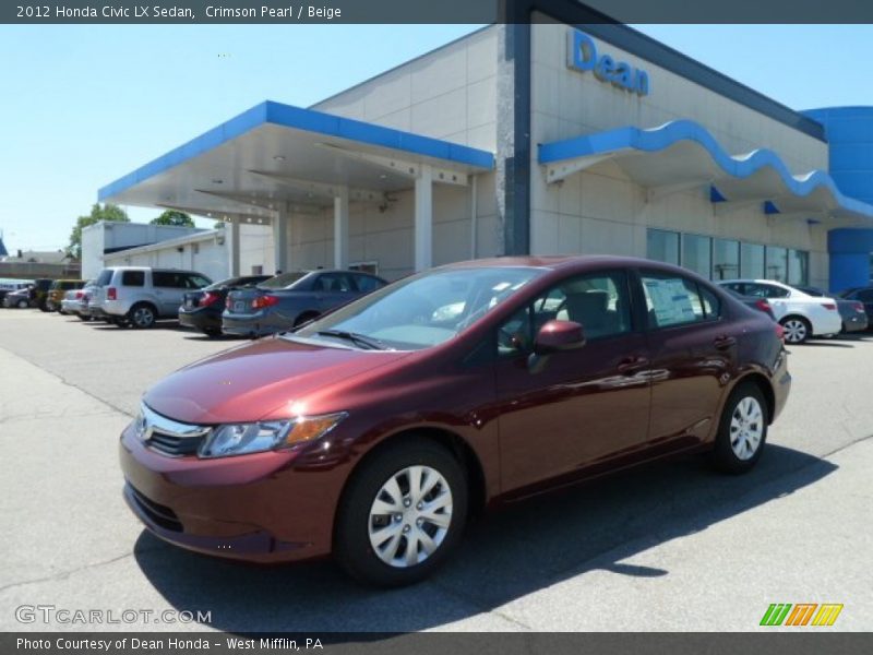 Crimson Pearl / Beige 2012 Honda Civic LX Sedan