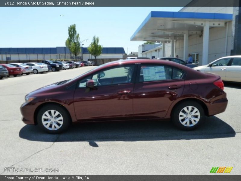 Crimson Pearl / Beige 2012 Honda Civic LX Sedan