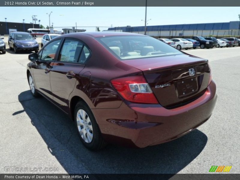 Crimson Pearl / Beige 2012 Honda Civic LX Sedan