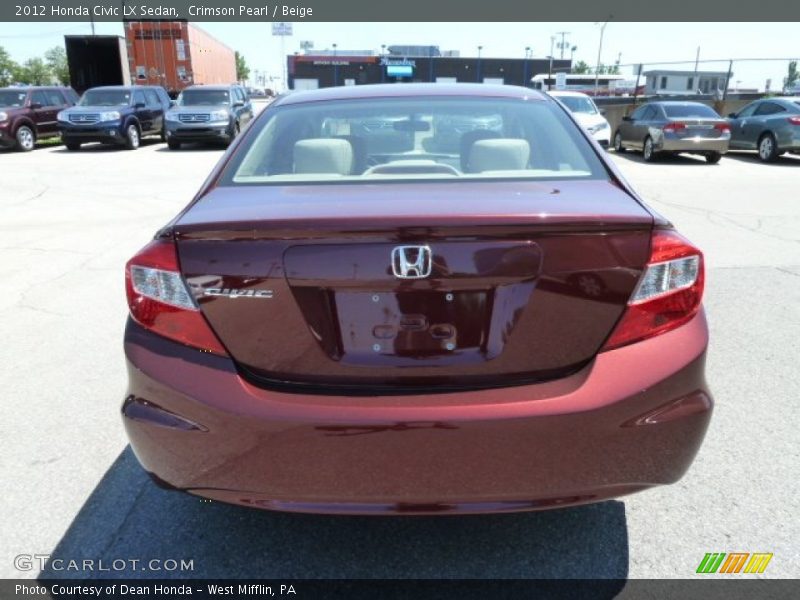 Crimson Pearl / Beige 2012 Honda Civic LX Sedan