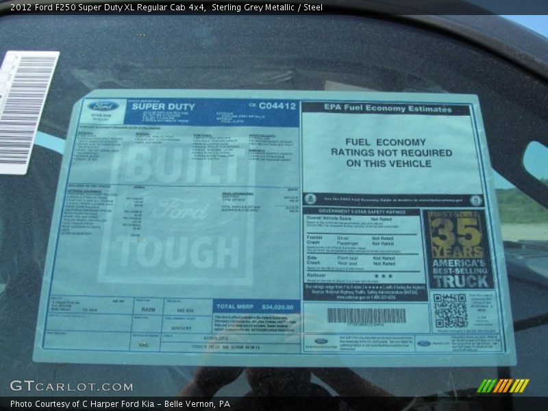 Sterling Grey Metallic / Steel 2012 Ford F250 Super Duty XL Regular Cab 4x4