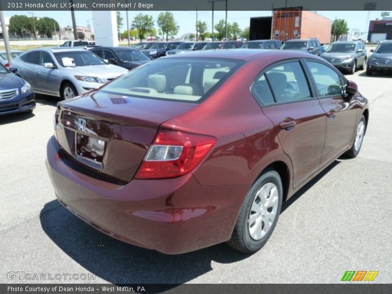 Crimson Pearl / Beige 2012 Honda Civic LX Sedan