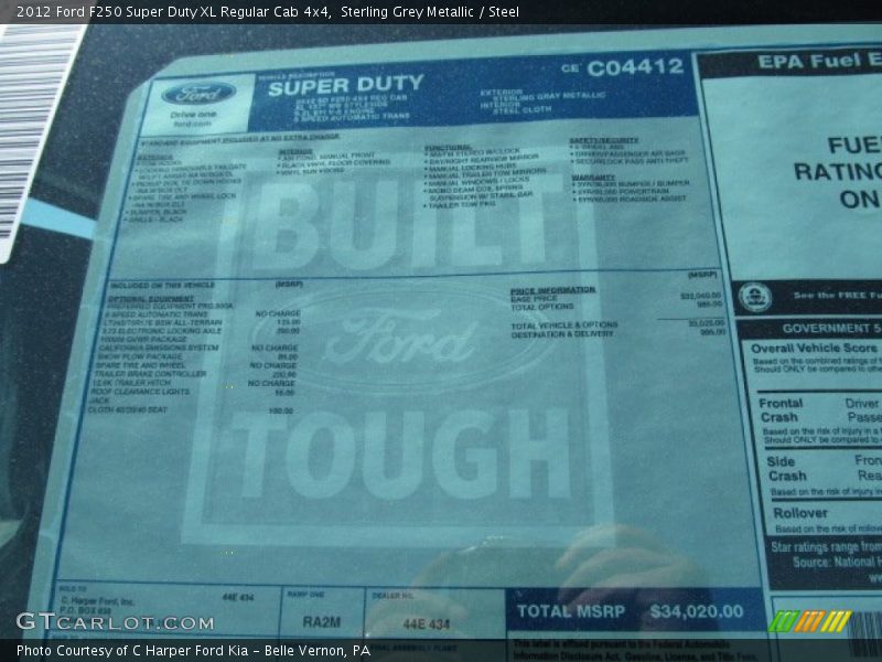 Sterling Grey Metallic / Steel 2012 Ford F250 Super Duty XL Regular Cab 4x4