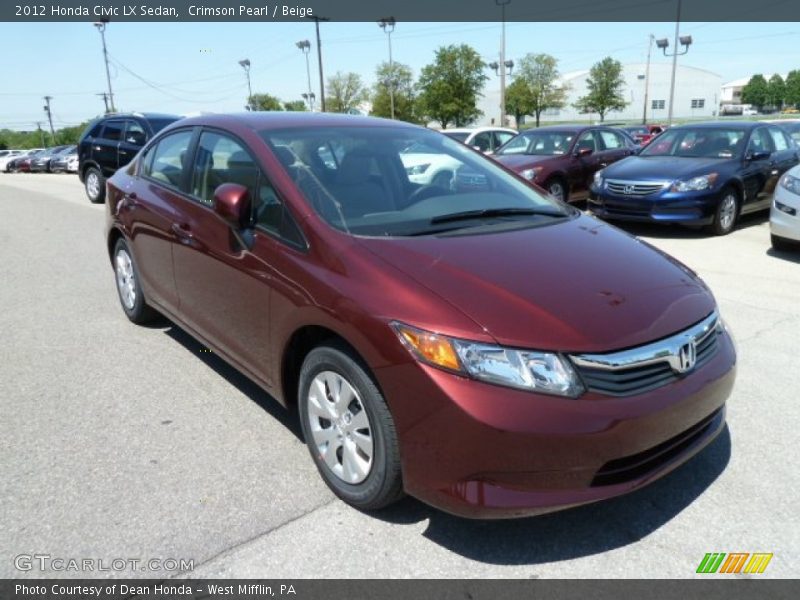 Crimson Pearl / Beige 2012 Honda Civic LX Sedan