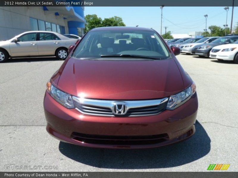 Crimson Pearl / Beige 2012 Honda Civic LX Sedan