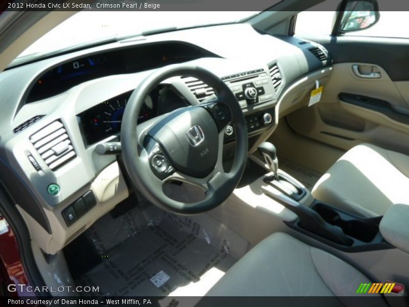 Crimson Pearl / Beige 2012 Honda Civic LX Sedan