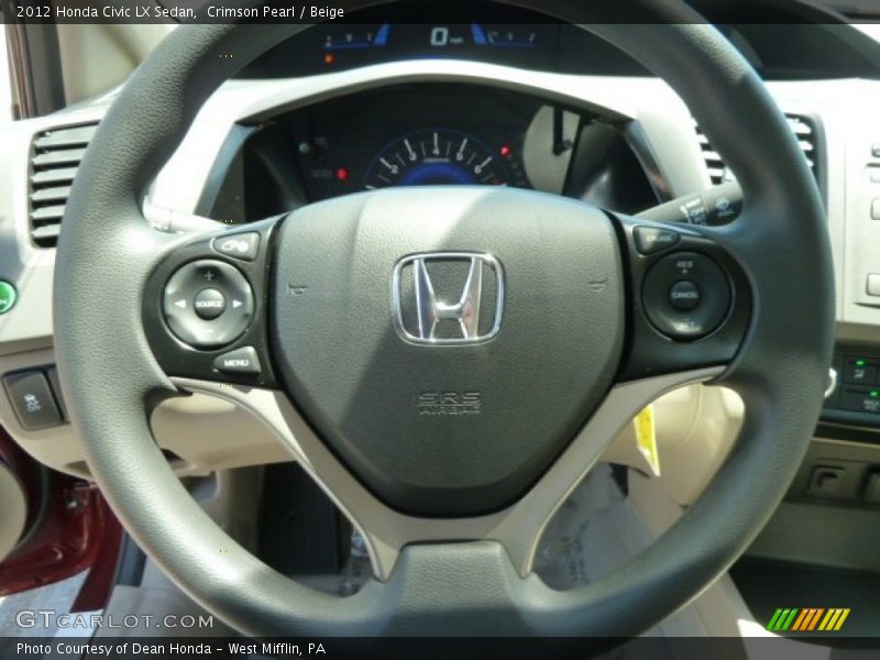 Crimson Pearl / Beige 2012 Honda Civic LX Sedan