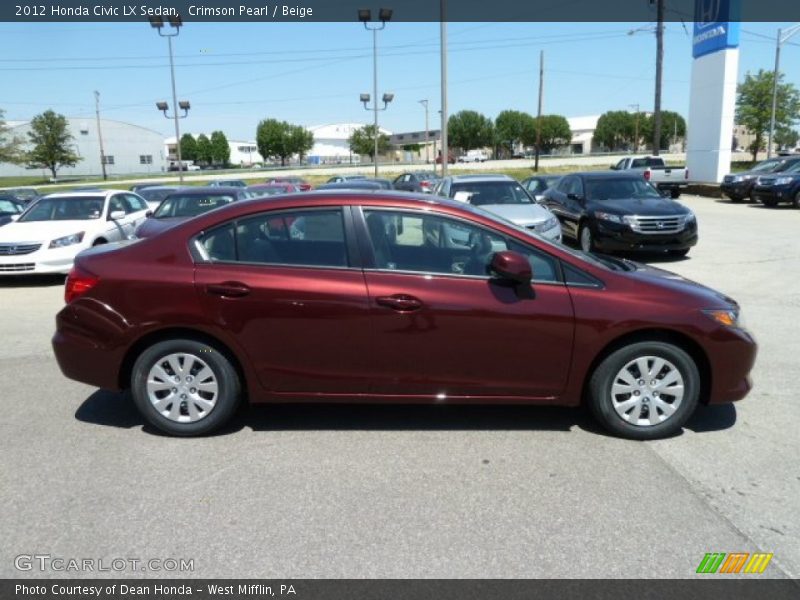 Crimson Pearl / Beige 2012 Honda Civic LX Sedan
