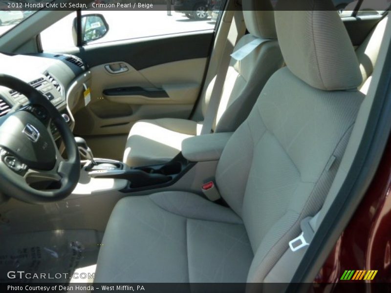 Crimson Pearl / Beige 2012 Honda Civic LX Sedan