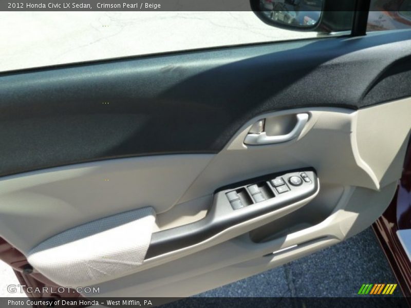 Crimson Pearl / Beige 2012 Honda Civic LX Sedan