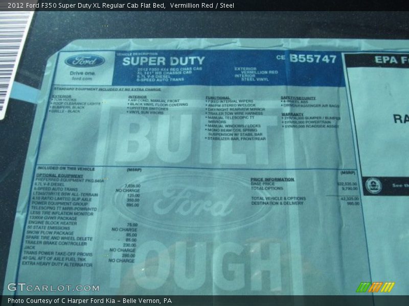 Vermillion Red / Steel 2012 Ford F350 Super Duty XL Regular Cab Flat Bed