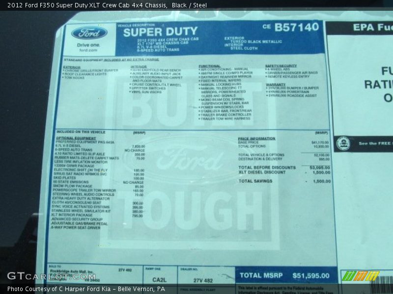 Black / Steel 2012 Ford F350 Super Duty XLT Crew Cab 4x4 Chassis