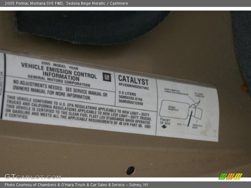 Sedona Beige Metallic / Cashmere 2005 Pontiac Montana SV6 FWD