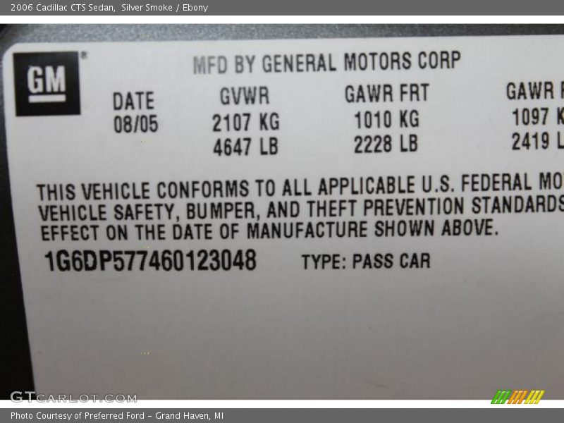 Silver Smoke / Ebony 2006 Cadillac CTS Sedan