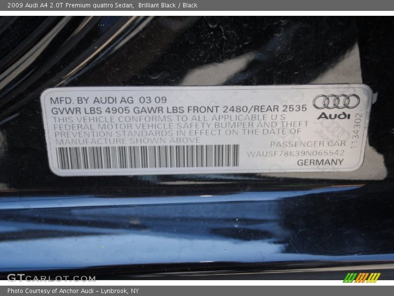 Brilliant Black / Black 2009 Audi A4 2.0T Premium quattro Sedan