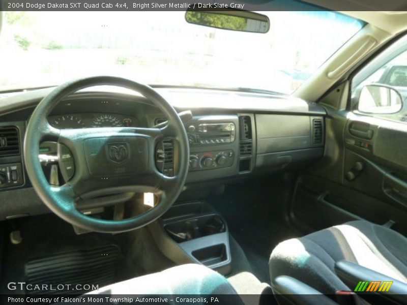 Bright Silver Metallic / Dark Slate Gray 2004 Dodge Dakota SXT Quad Cab 4x4