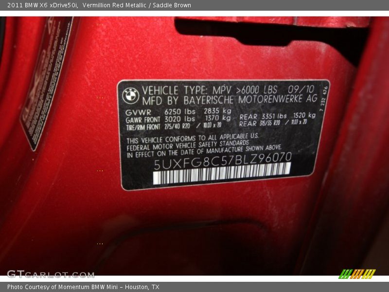 Vermillion Red Metallic / Saddle Brown 2011 BMW X6 xDrive50i