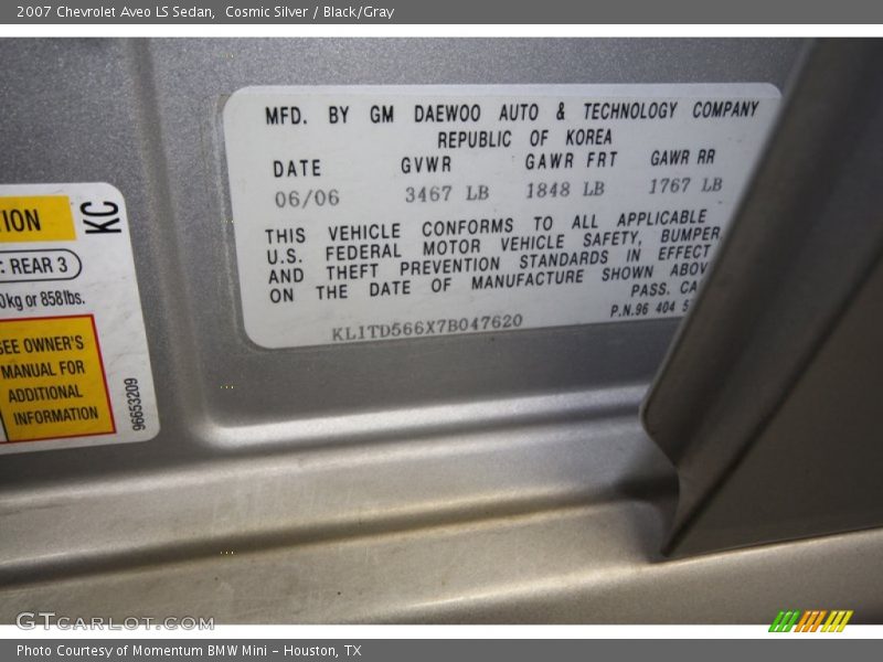 Cosmic Silver / Black/Gray 2007 Chevrolet Aveo LS Sedan
