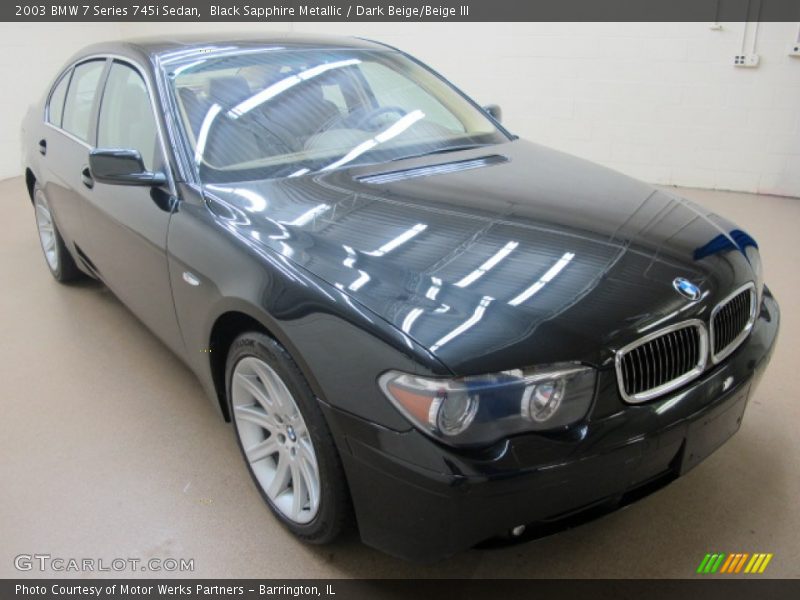 Black Sapphire Metallic / Dark Beige/Beige III 2003 BMW 7 Series 745i Sedan