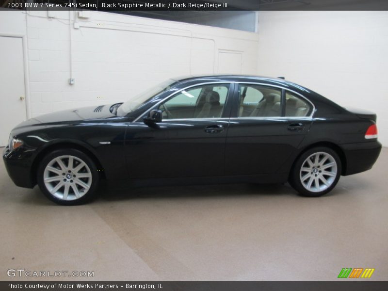 Black Sapphire Metallic / Dark Beige/Beige III 2003 BMW 7 Series 745i Sedan