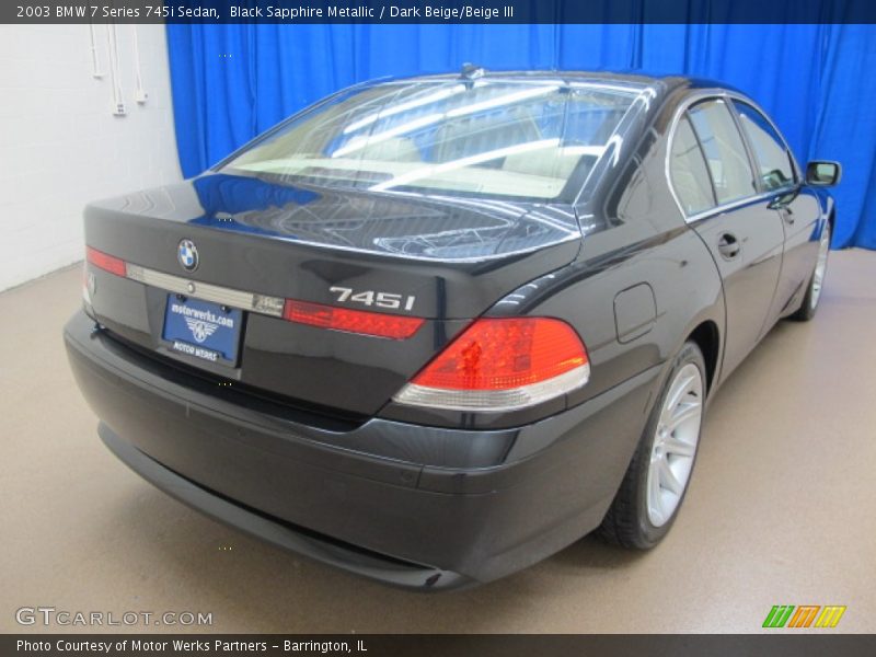 Black Sapphire Metallic / Dark Beige/Beige III 2003 BMW 7 Series 745i Sedan