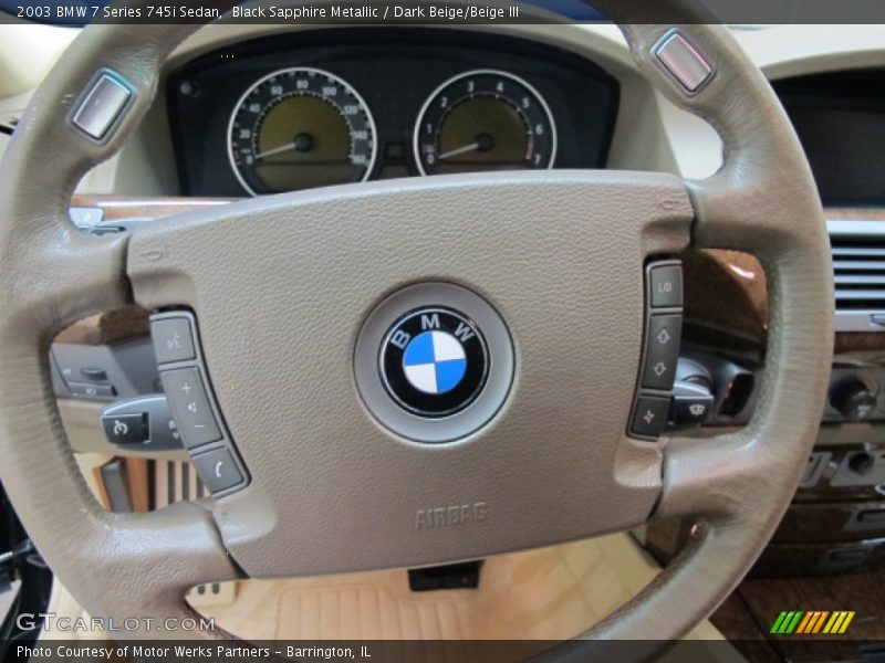 Black Sapphire Metallic / Dark Beige/Beige III 2003 BMW 7 Series 745i Sedan
