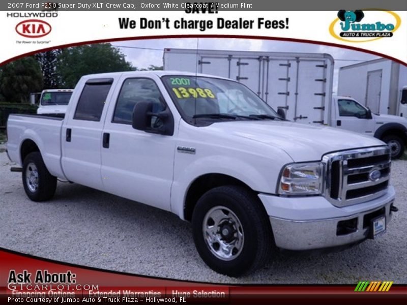 Oxford White Clearcoat / Medium Flint 2007 Ford F250 Super Duty XLT Crew Cab