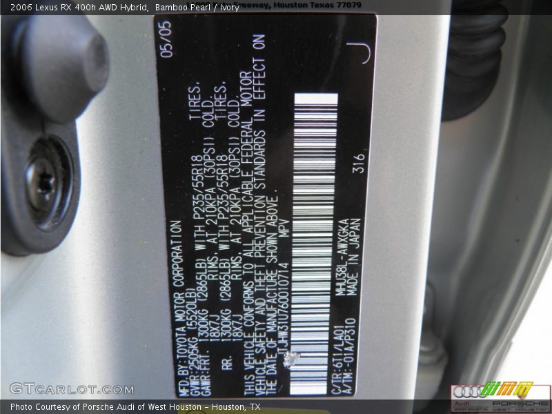 Bamboo Pearl / Ivory 2006 Lexus RX 400h AWD Hybrid
