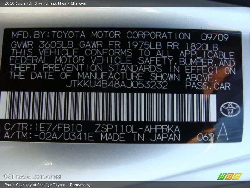 Silver Streak Mica / Charcoal 2010 Scion xD