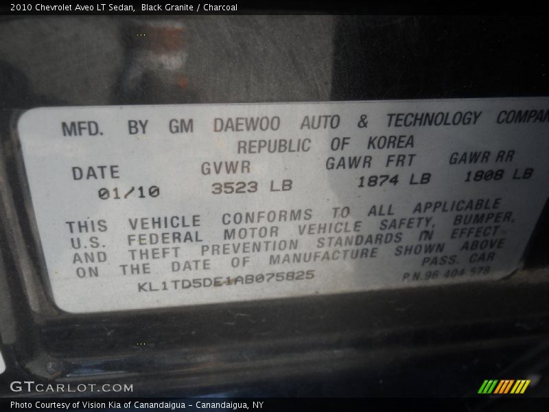 Black Granite / Charcoal 2010 Chevrolet Aveo LT Sedan