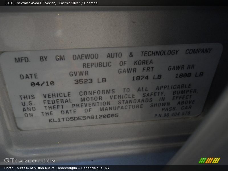 Cosmic Silver / Charcoal 2010 Chevrolet Aveo LT Sedan