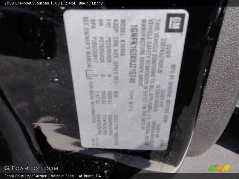 Black / Ebony 2008 Chevrolet Suburban 1500 LTZ 4x4