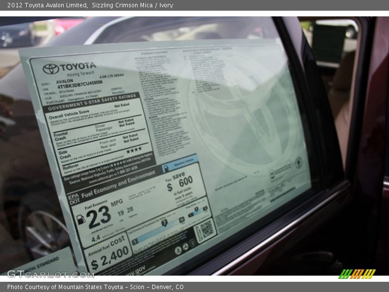 Sizzling Crimson Mica / Ivory 2012 Toyota Avalon Limited