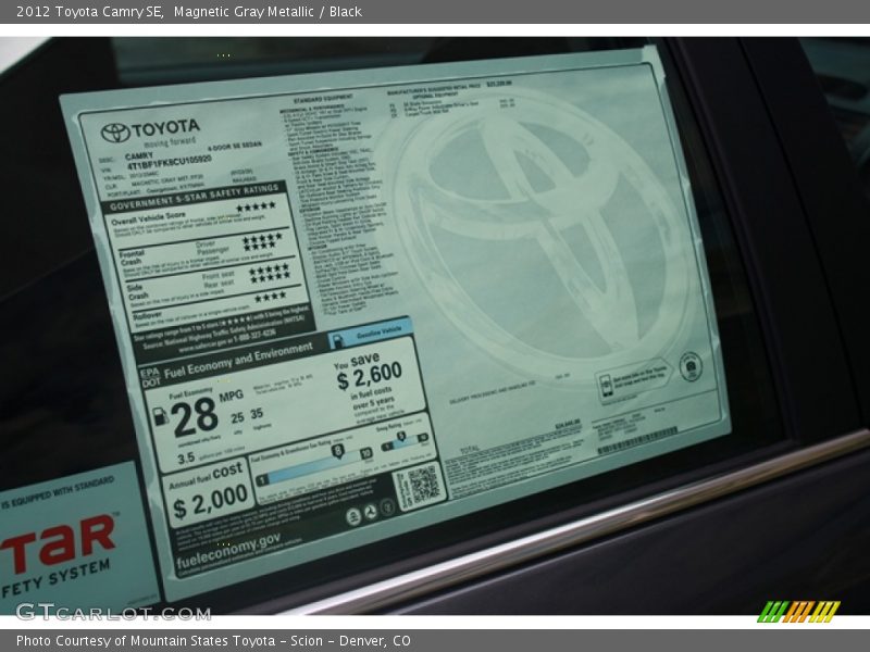 Magnetic Gray Metallic / Black 2012 Toyota Camry SE