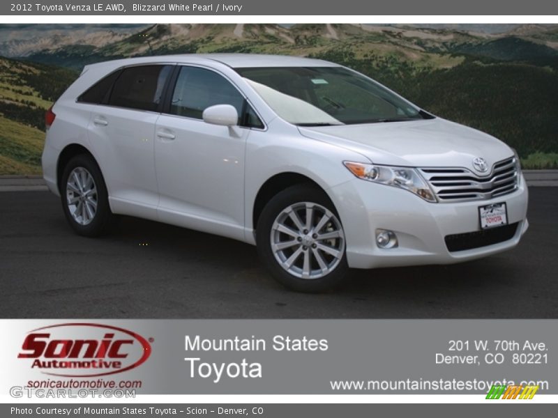 Blizzard White Pearl / Ivory 2012 Toyota Venza LE AWD