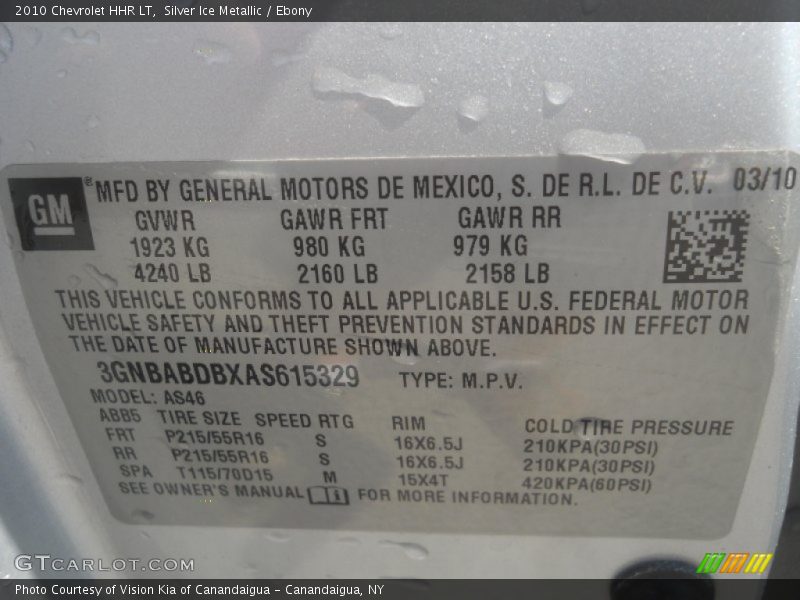 Silver Ice Metallic / Ebony 2010 Chevrolet HHR LT