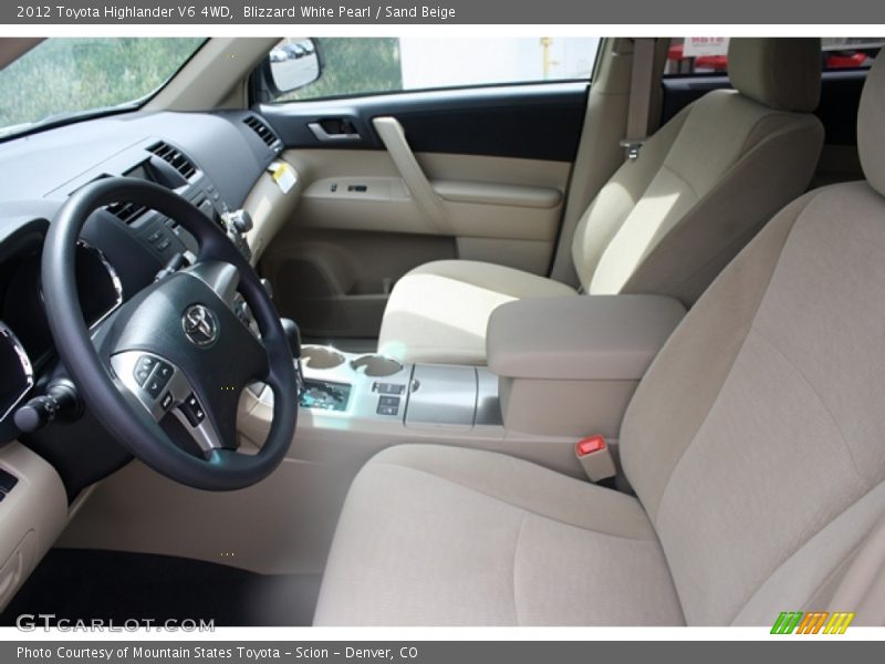 Blizzard White Pearl / Sand Beige 2012 Toyota Highlander V6 4WD
