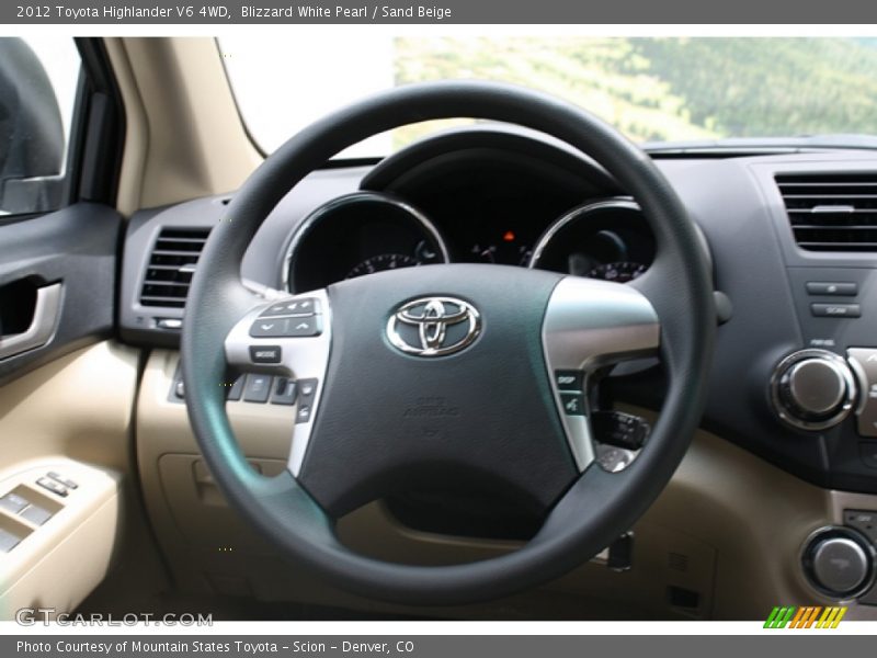 Blizzard White Pearl / Sand Beige 2012 Toyota Highlander V6 4WD