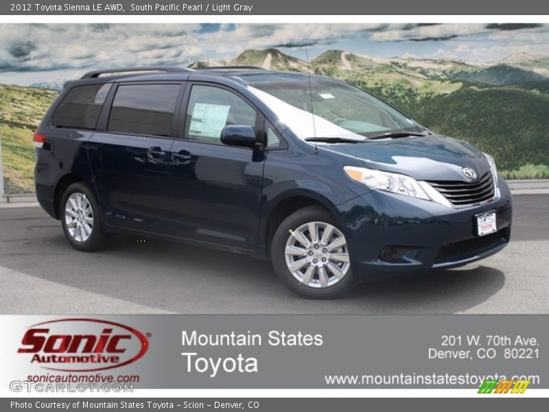 South Pacific Pearl / Light Gray 2012 Toyota Sienna LE AWD