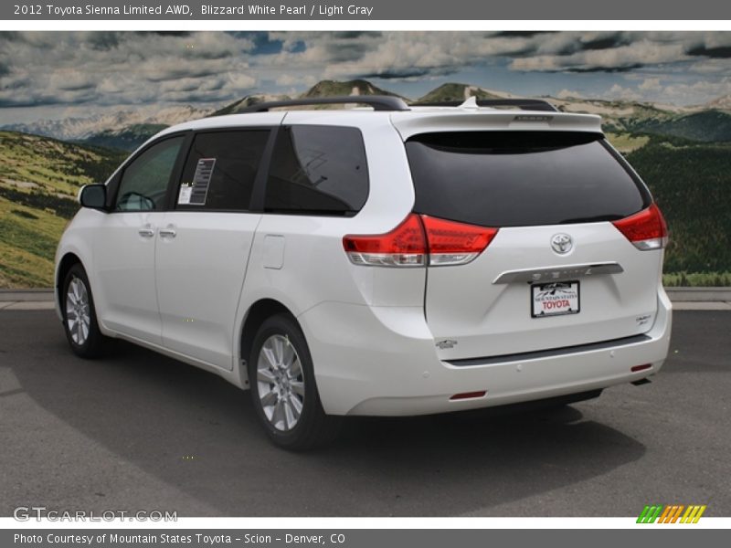 Blizzard White Pearl / Light Gray 2012 Toyota Sienna Limited AWD