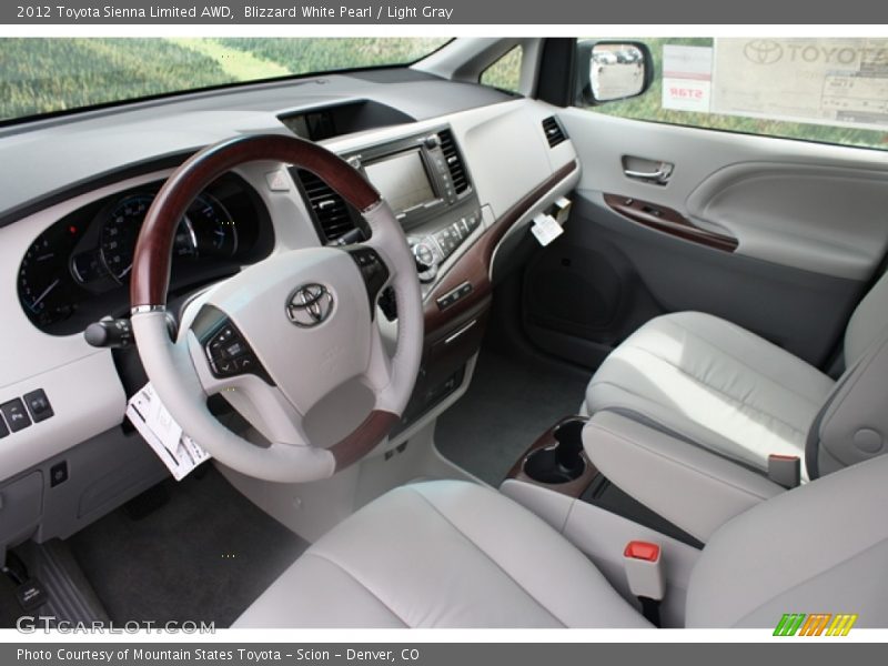 Blizzard White Pearl / Light Gray 2012 Toyota Sienna Limited AWD