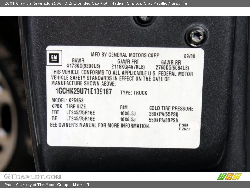 Medium Charcoal Gray Metallic / Graphite 2001 Chevrolet Silverado 2500HD LS Extended Cab 4x4