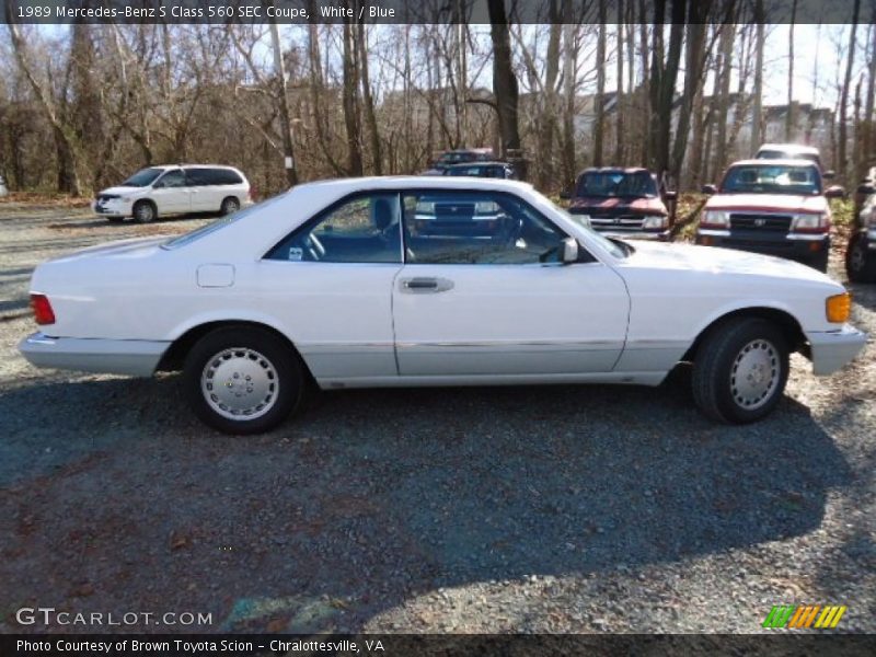 White / Blue 1989 Mercedes-Benz S Class 560 SEC Coupe