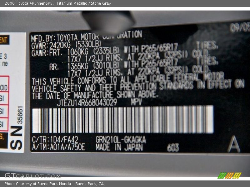 Titanium Metallic / Stone Gray 2006 Toyota 4Runner SR5