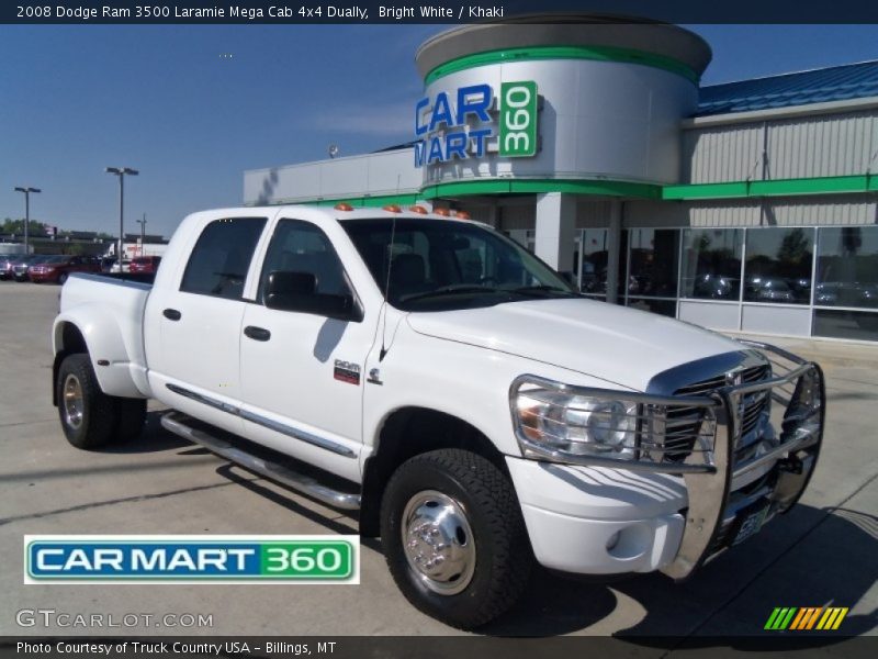 Bright White / Khaki 2008 Dodge Ram 3500 Laramie Mega Cab 4x4 Dually