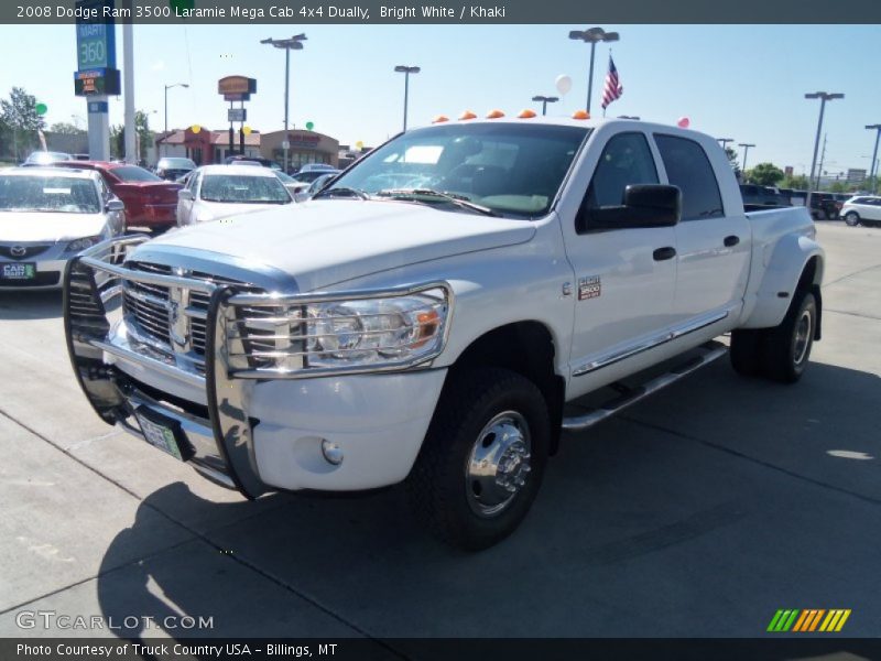 Bright White / Khaki 2008 Dodge Ram 3500 Laramie Mega Cab 4x4 Dually
