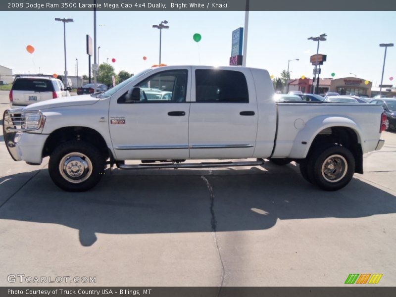 Bright White / Khaki 2008 Dodge Ram 3500 Laramie Mega Cab 4x4 Dually