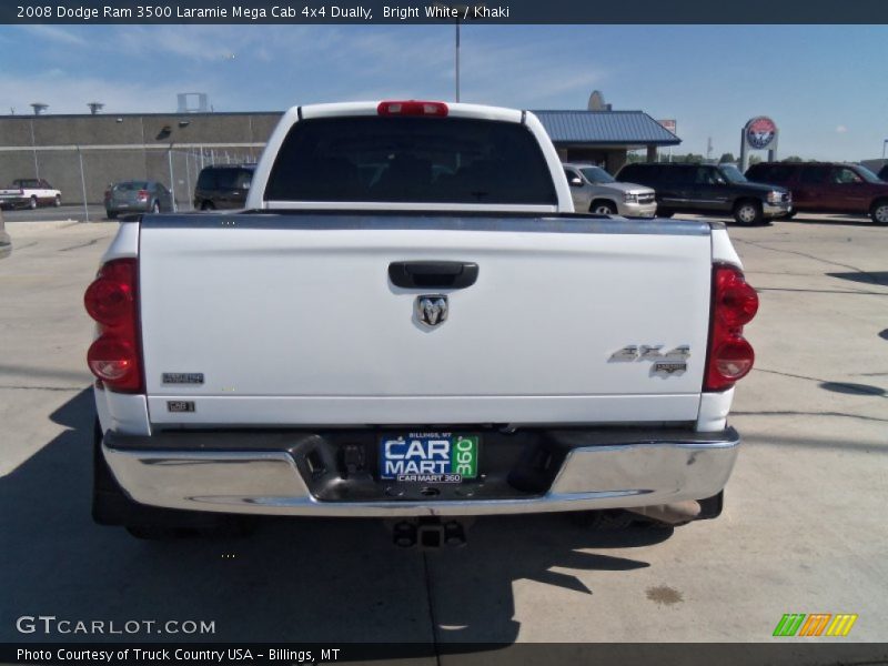 Bright White / Khaki 2008 Dodge Ram 3500 Laramie Mega Cab 4x4 Dually