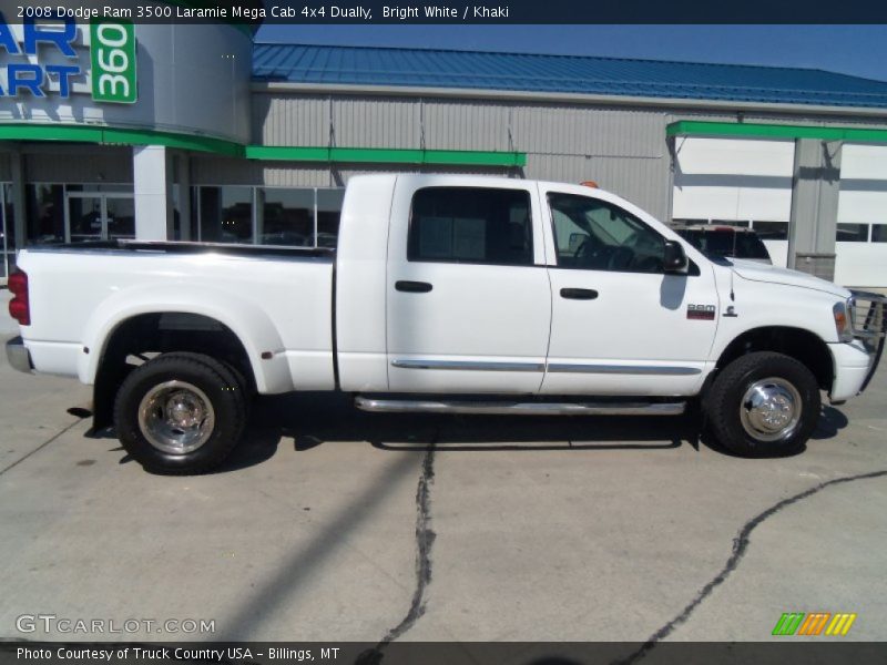 Bright White / Khaki 2008 Dodge Ram 3500 Laramie Mega Cab 4x4 Dually